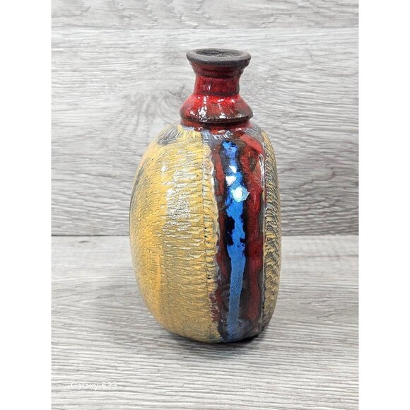 Vintage Pottery Vase Ceramic Abstarct Art Handmade Pot 6" Home Room Decor Gift - Picture 12 of 16